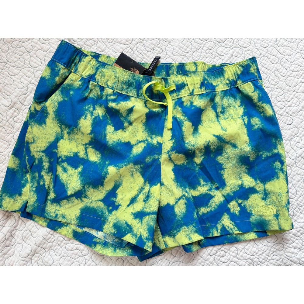 The North Face Womens Class V Tie Dye Shorts Blue Lime Green XL Standard Fit